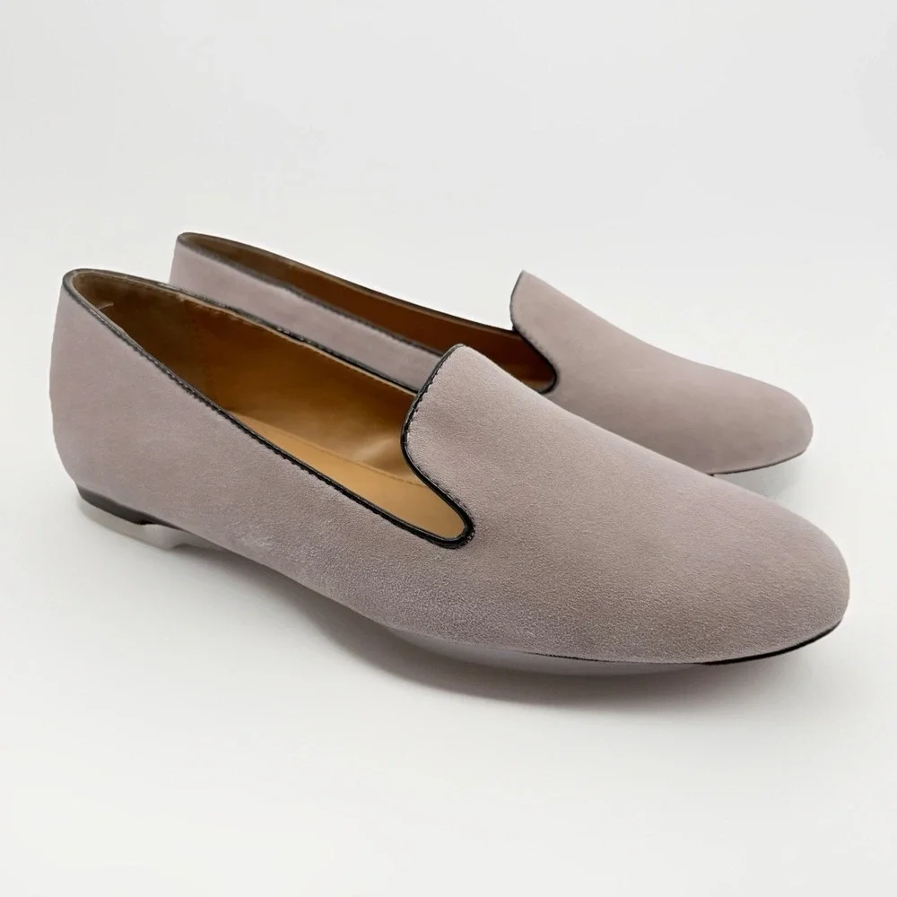 NEW J.Crew‎ Addie Smoking Slipper Loafers Women 9 Suede Black Pale Thistle
